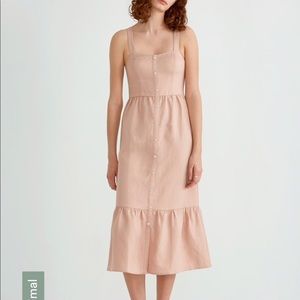 Frank and oak button up dress in peach